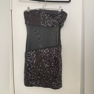 Superdown Black Sequin Strapless Dress